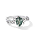 Teardrop-shaped Agate Border Leaf Ring