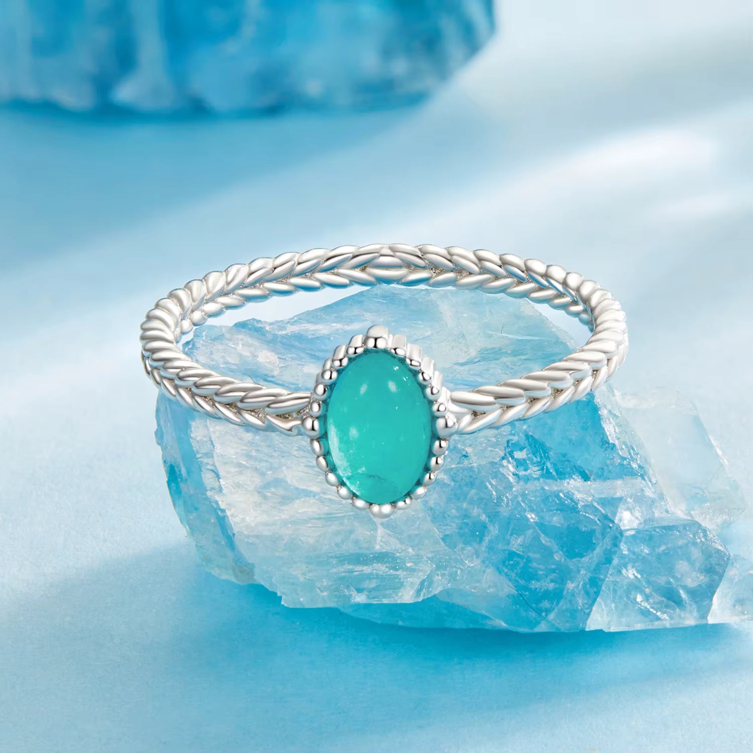 Amazonite Twisted Ring