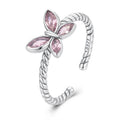 Pink butterfly Braided ring