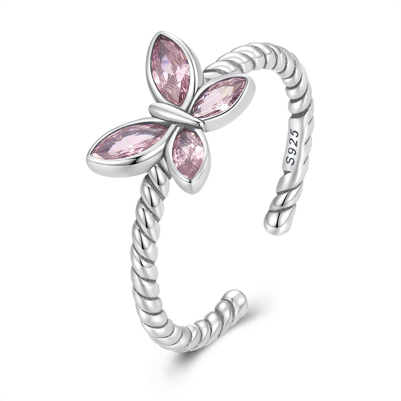 Pink butterfly Braided ring