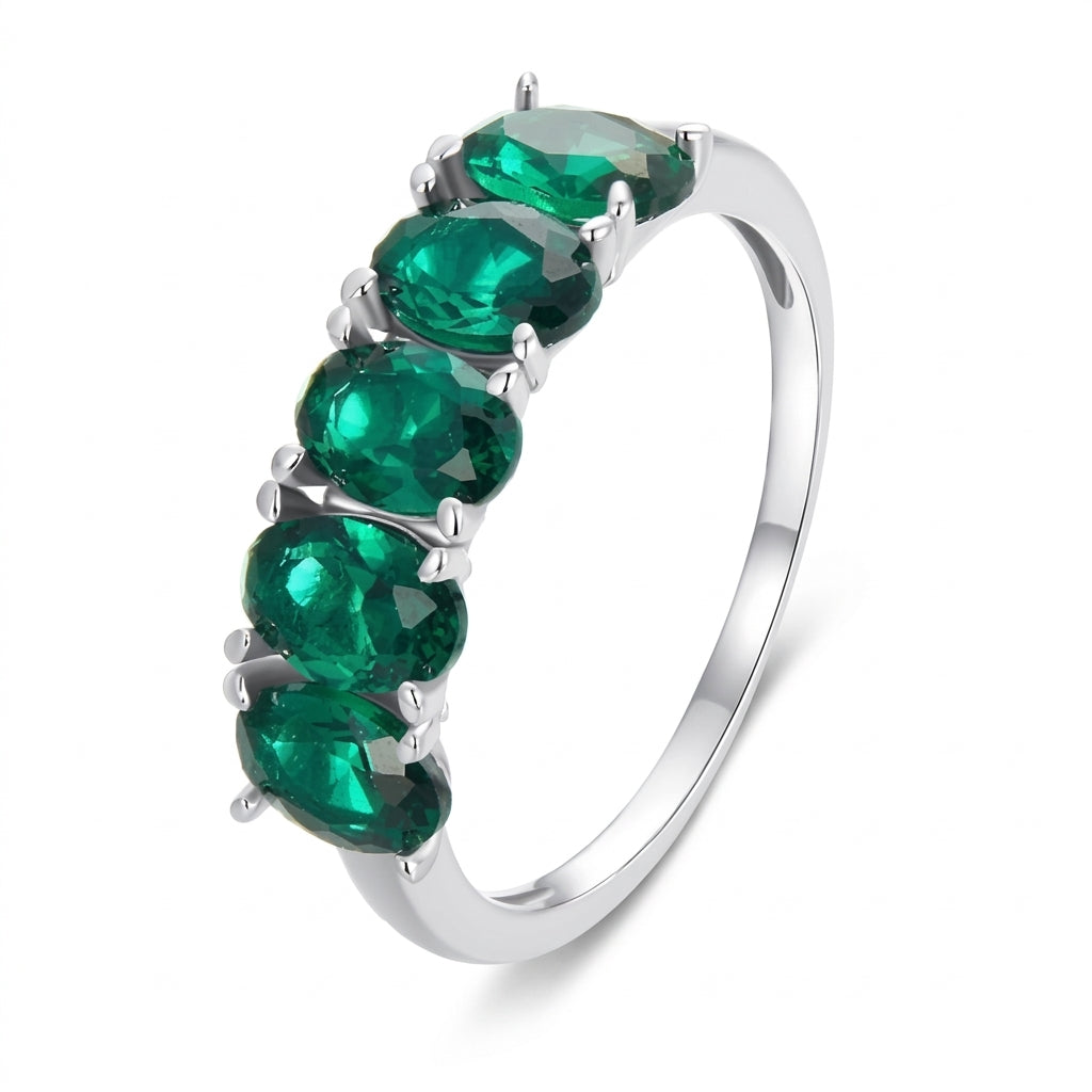Green Stone Fashion Silver Ring